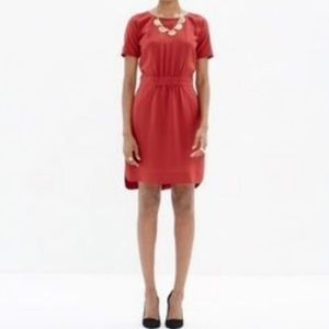 Madewell silk cinch waist red dress